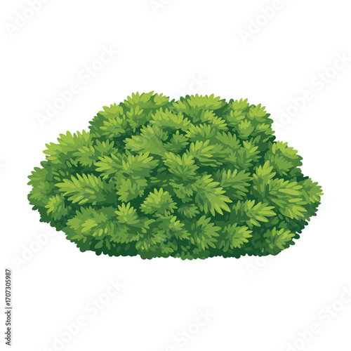 Lush green bush with dense foliage – flat illustration