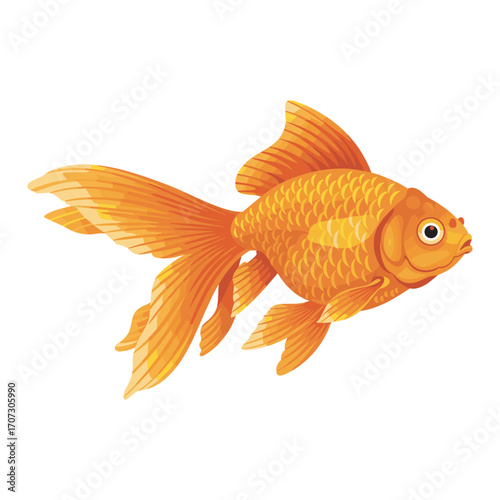 Vibrant goldfish with flowing fins – flat illustration