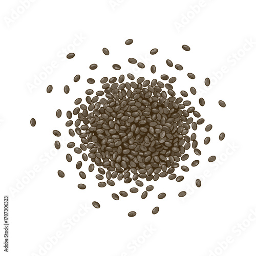 Pile of brown coffee beans – flat illustration