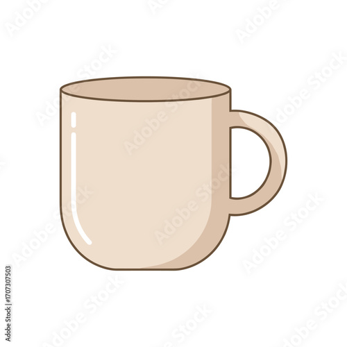 Beige coffee mug with handle – flat illustration