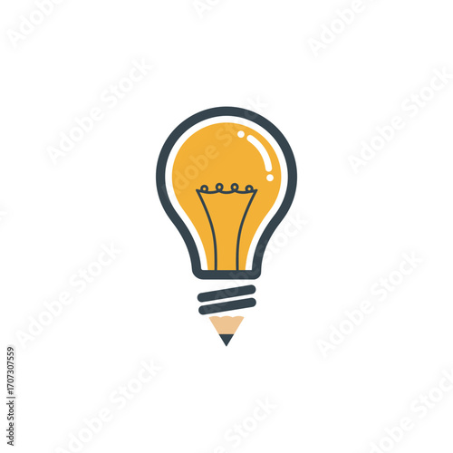 Innovative light bulb pencil fusion symbolizing creativity and ideas – flat illustration