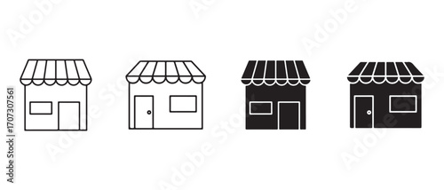 Store icon in black and white isolated on white background.