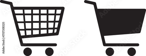 Two Black Shopping Cart Icons Side By Side trolley
