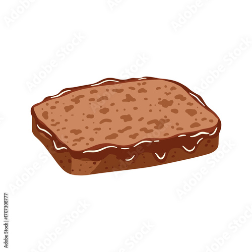Illustration of a brownie with nuts on a – flat illustration