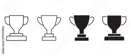 Trophy cup icon set. isolated on white background for victory or success.