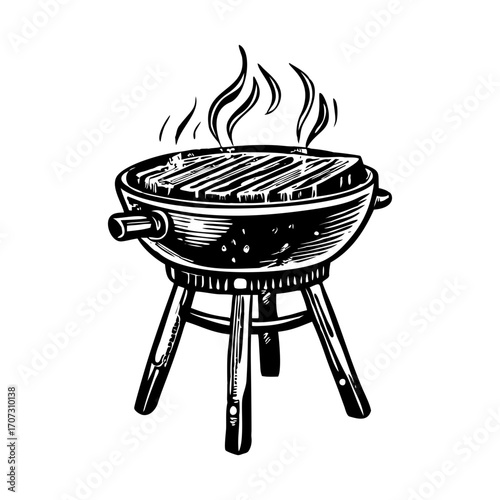 A sketchy style illustration representing bbq grill