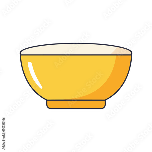 Minimalist yellow ceramic bowl with simple design – flat illustration