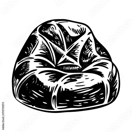 A vintage style illustration showing bean bag
