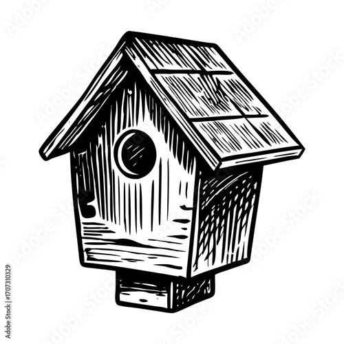 A glyph style illustration depicting birdhouse