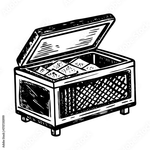 A sketchy style illustration representing deep freezer