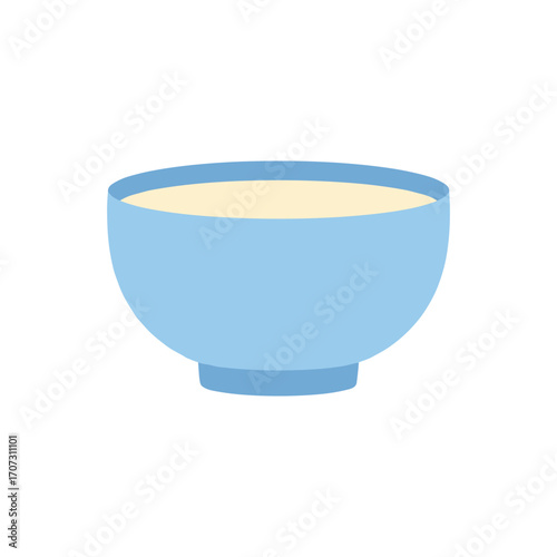 Light blue bowl filled with creamy soup – flat illustration
