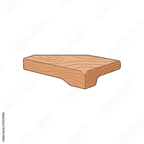 Simple wooden shelf design with natural grain finish – flat illustration