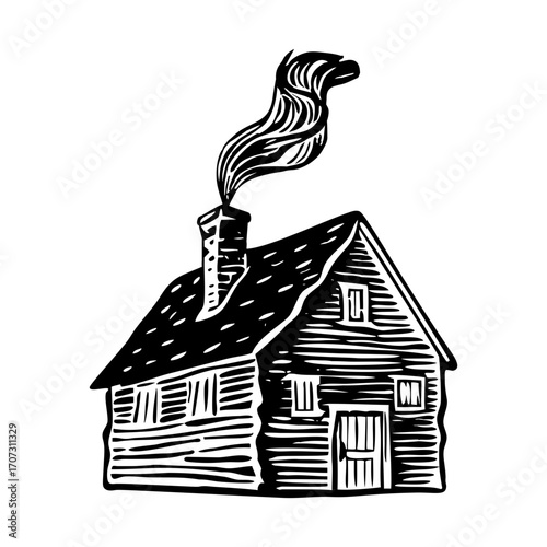 A sketchy style illustration representing house chimney