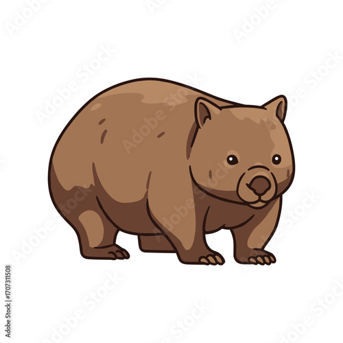 Cute cartoon wombat standing – flat illustration