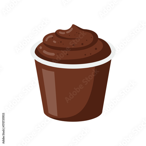 Chocolate pudding cup – flat illustration