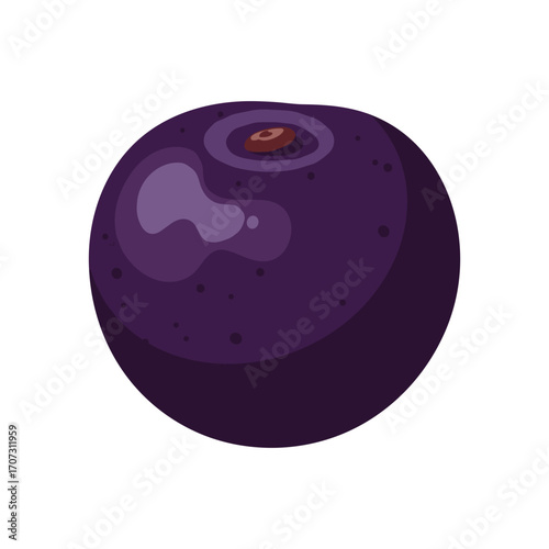 Single fresh blueberry with water droplets – flat illustration