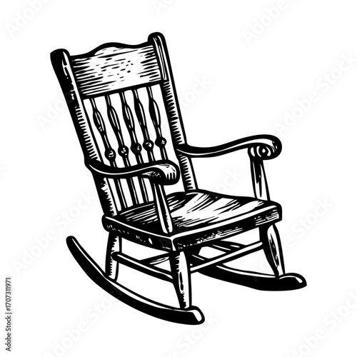 A vintage style illustration showing rocking chair