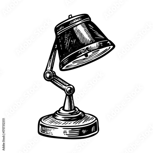 A vintage style illustration showing table lamp