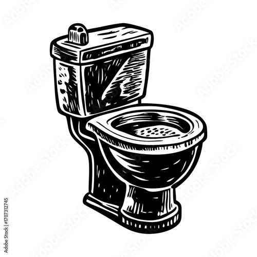 A glyph style illustration depicting toilet