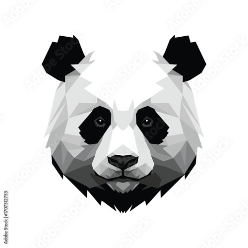 Geometric panda illustration in black and – flat illustration