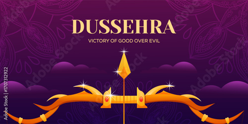 banner illustration for dussehra in gradient style