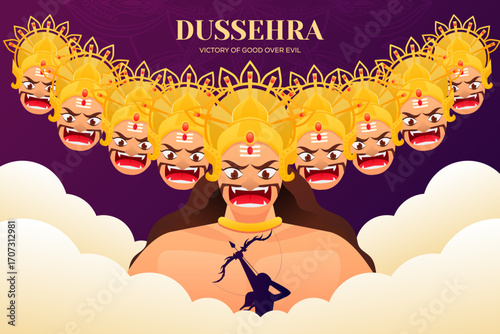dussehra background illustration in gradient design style