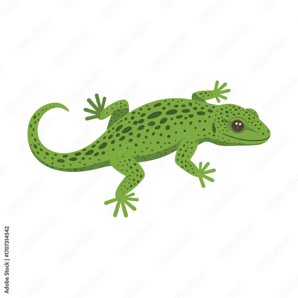 Naklejka premium Green spotted gecko illustration with – flat illustration