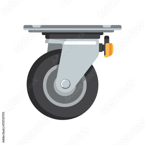 Heavy-duty black and gray swivel caster wheel for industrial use – flat illustration