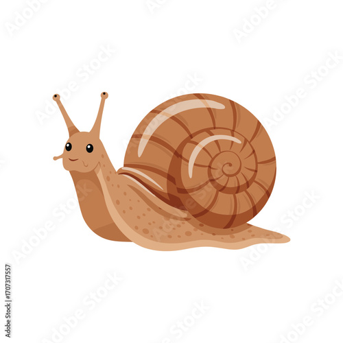 Cartoon snail with spiral shell – flat illustration