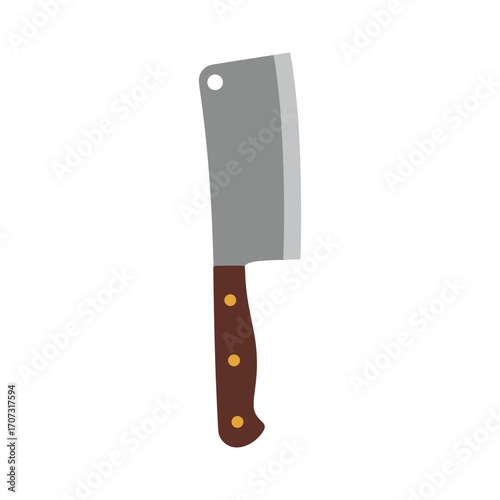 Illustration of a cleaver knife with wooden handle – flat illustration