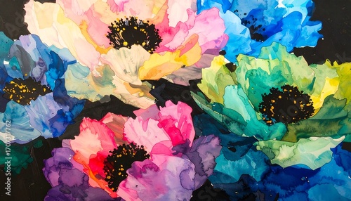 Vibrant floral abstract painting