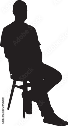 vector,silhouette of a man sitting on chair looking at camera