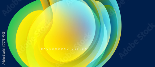 Abstract flowing layers, vibrant colors blend. Gradient shapes create dynamic visual effect. Modern design, smooth transitions, elegant composition.