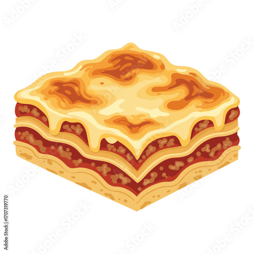 Classic italian lasagna with rich meat sauce and cheese layers – flat illustration