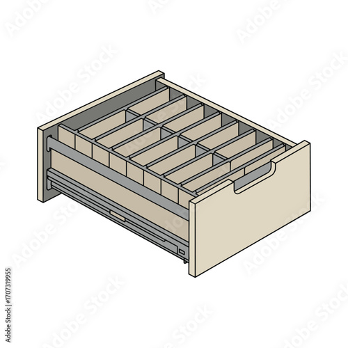 Adjustable wooden drawer divider organizer for efficient storage – flat illustration