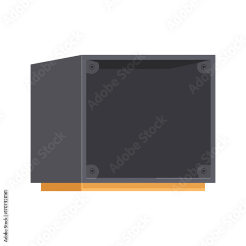 Modern industrial speaker box design with black and orange accents – flat illustration