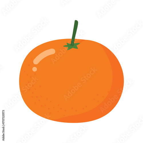 Illustrated bright orange pumpkin with green stem – flat illustration