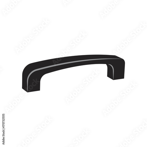 Black rectangular cabinet handle for modern furniture design – flat illustration