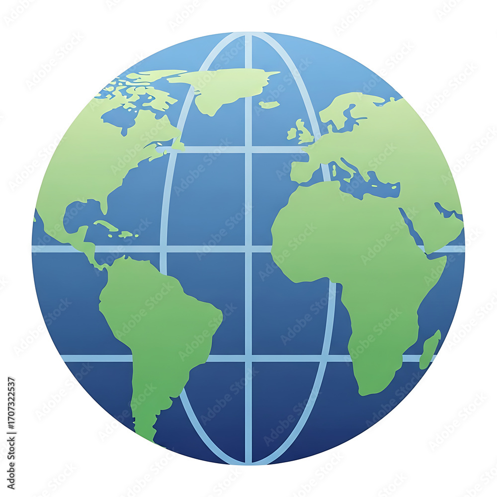 Naklejka premium World globe showing continents isolated on white background for education