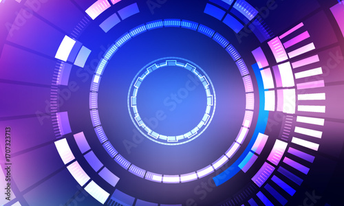 Futuristic technology robot touch on glowing HUD circle. Robot touching on big data network connection, Science and artificial intelligence technology, innovation and futuristic, AI, Machine learning.