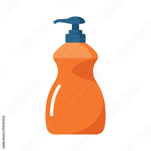 Orange liquid soap dispenser with pump – flat illustration
