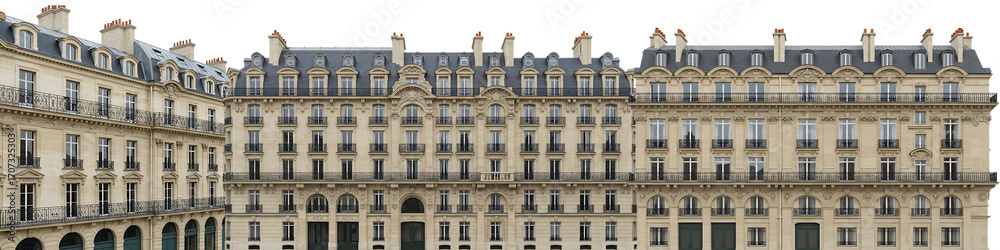 Fototapeta premium Classic European Style Building Facade Isolated Transparent Background