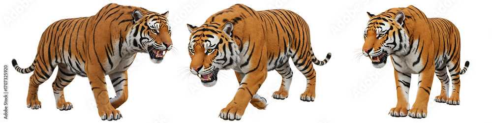 Fototapeta premium Bengal Tigers on Transparent Background