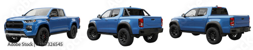 Blue Pickup Truck on Transparent Background