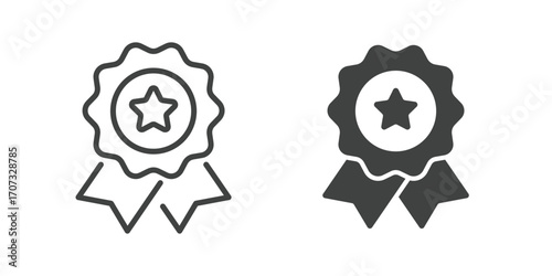Certified icon. Line and glyph solid icon. Editable stroke and Perfect pixel isolated on white background. Vector illustration