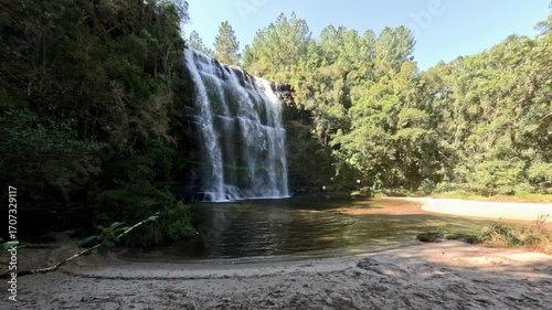Cachoeira da Mariquinha - Waterfall Mariquinha, beautiful waterfall in Ponta Grossa, Parana Brazil. Brazilian nature and wilderness.