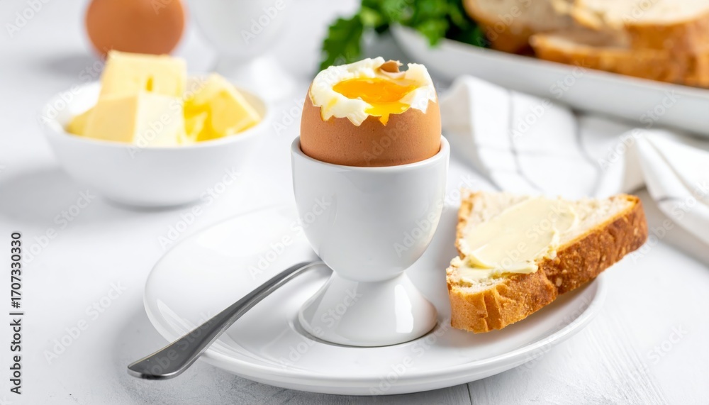 Fototapeta premium Boiled egg and toast