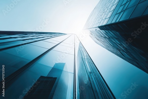 A tall building with the sun shining through it