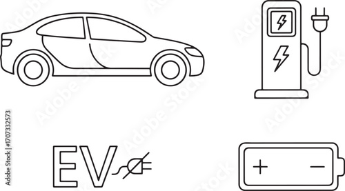 Luxury car vector illustrations for classic sports cars and modern electric vehicles
