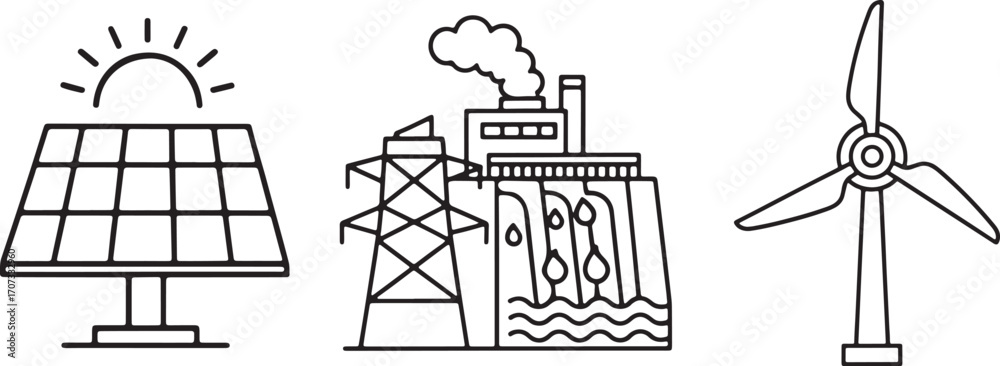 Fototapeta premium Renewable Energy Icons